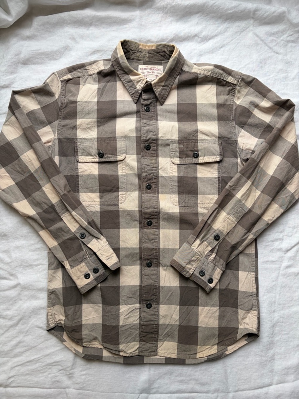 Filson Brown and Beige Plaid Button-Down Shirt